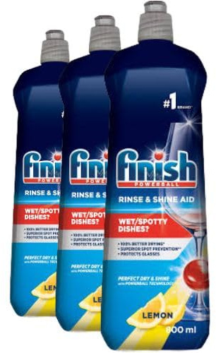 Finish Abrillantador Lavavajillas Limón 2400 ml (3x800 ml) | Brillo Extra y Secado Rápido | Evita Marcas de Agua