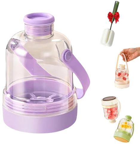 2-in-1 Portable Ice Ball Maker Kettle & Water Bottle, Leakproof Ice Cube Tray with 17 Grids, Creative Ice Mold with Handle for Cocktails, Coffee, Whiskey, Travel & Outdoor Camping (B)