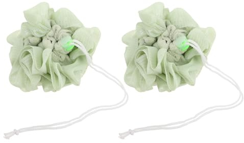 HAMPPLIES Serviette de Bain Exfoliante Verte 2pcs avec Porte-savonnette, Tissu en Maille et Pe, Accessoire Hygiénique Gommage Profond du Corps