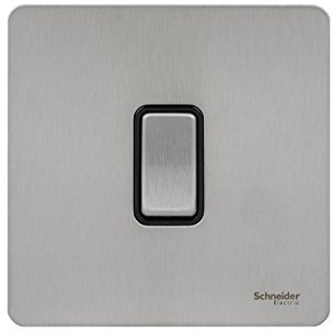 Schneider Electric Interrupteur double en chrome poli avec insert Noir