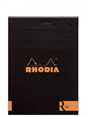 Rhodia 122008C Notizblock (elfenbein, blanko, 90 g, 85 x 120 mm, 70 Blatt, ideal für Ihre Notizen) 1 Stück schwarz