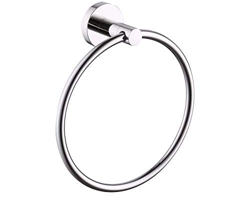 KES Chrome Towel Ring, Round Hand Towel Holder Wall Mounted, SUS304 Stainless Steel Bathroom Towel Hanger, Polished Finish, A2180