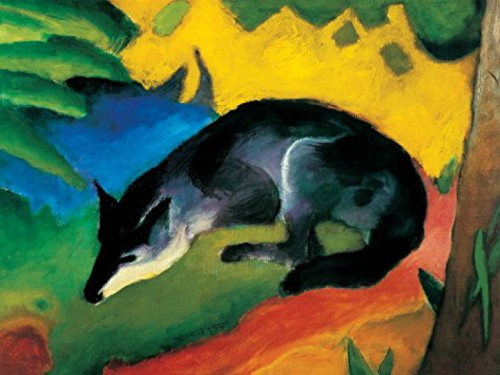 1art1 Franz Marc Poster Der Blaue Fuchs, 1911 Bilder Leinwand-Bild Auf Keilrahmen | XXL-Wandbild Poster Kunstdruck Als Leinwandbild 80x60 cm