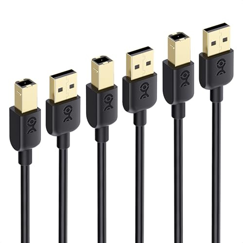 Cable Matters 3-Pack USB Printer Cable, USB A to B Cable, 6ft, Black