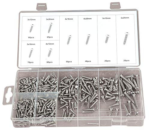 DURATOOL D01884 Stainless Self Tapping Pozidriv Screw Pack, 410 Piece