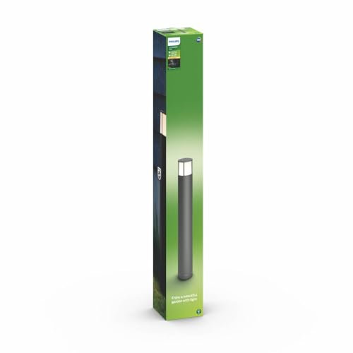 Philips Stock Outdoor Wegeleuchte, 5,5 W, 2700 K Warmweiß, wasserfest, anthrazit, IP44 wetterfest, Grau