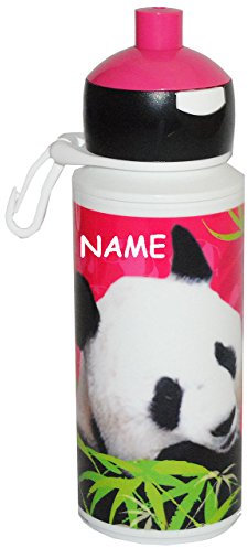 alles-meine.de GmbH Trinkflasche - Panda Bär - incl. Name - Pop-up - 275 ml/für Kinder Flasche - Rosti Mepal - Tiere pink - Fahrrad Sport - Animal Planet - auslaufsicher au..
