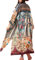 L-Peach Women's Print Drawstring Waist Kimono Beach Long Dress Cover ups One Size