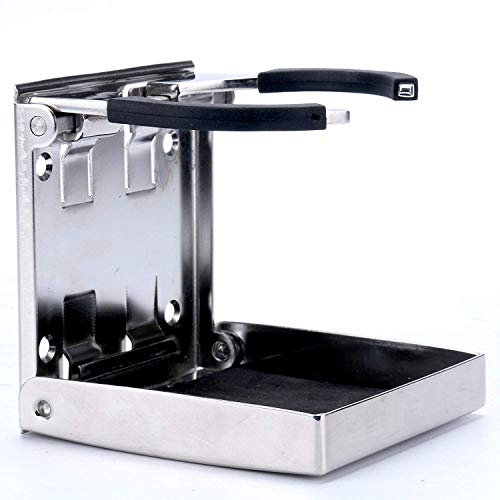FreeTec Soportes de Bebidas Plegables Ajustables de Acero Inoxidable Marina/Barco/Caravana/automóvil (55 mm-75 mm de diámetro)