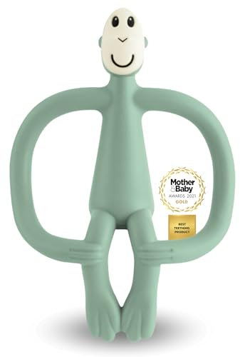 Matchstick Monkey, Original Teether & Gel Applicator, Silicone, Easy To Grip, BPA Free, 3 Months Old+, 10.5 cm, Mint Green Monkey