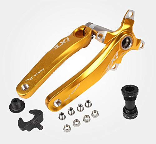IXF Fahrrad-Kurbelsatz, Mountainbike-Kettenrad, 170 mm, 104 BCD mit Tretlager-Kit und Kettenblattschrauben für MTB, BMX, Rennrad, kompatibel mit Shimano, FSA, Gaint (Gold)