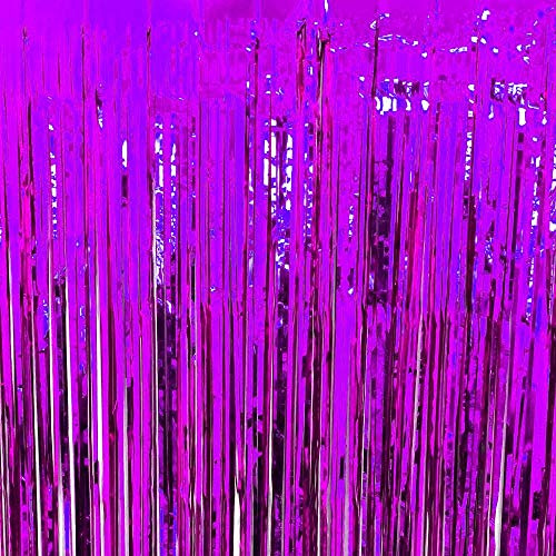 2M-3M Foil Fringe Tinsel Shimmer Curtain Door Wedding Birthday Party Decorations (3m, Hot Pink)