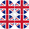 BRITANNICO UNION JACK REGNO UNITO Gran Bretagna UK Tondo 50mm Vinile Adesivo x4