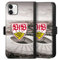 Klapphülle kompatibel mit Apple iPhone 11 Handyhülle aus Kunst Leder schwarz Flip Case VfB Stuttgart Offizielles Lizenzprodukt Stadion