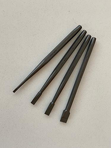 Southern Stone Tungsten Tipped Stone Carving Chisel Set - Various Sizes (4, 8, 10, 15mm), Pointed Edge, Metal Handle