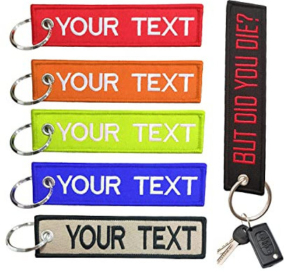 Brillianne Kundenspezifischer personalisierter Schlüsselbund, für Motorräder, Auto und Geschenke, Sticktext-Schlüsselbund für Männer, doppelseitiger Biker-Schlüsselring