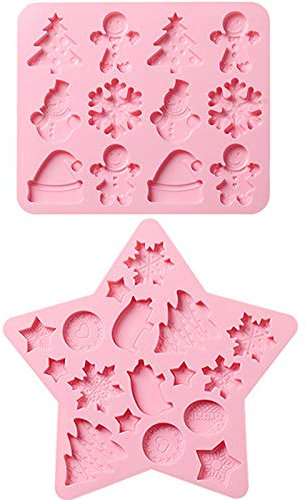 Fondant Silikonformen Weihnachts Form Mold Schokolade Pralinenform Silikon Gummibärchen Form Groß Weihnachtsform 3D Weihnachten Zuckerfertigkeit Seifenformen für DIY Zucker Basteln Süßigkeiten 2 Stück