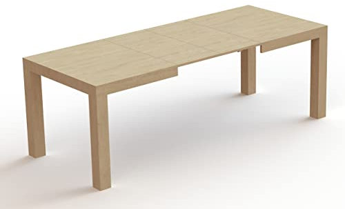 icreo Dionisio Table extensible moderne, finition chêne rustique 140 x 90 x 75 cm avec 2 rallonges 40 cm, extensible à 220 cm, en mélaminé de haute qualité