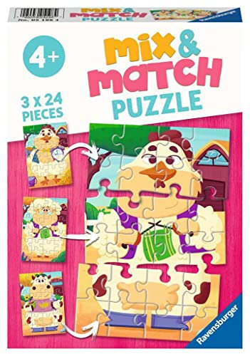 Ravensburger Kinderpuzzle - 05198 Mix&Match Meine Bauernhoffreunde - Puzzle für Kinder ab 4 Jahren, mit 3x24 Teilen