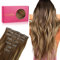 WENNALIFE Nahtlose Clip In Extensions Echthaar, 55cm 7pcs 150g Balayage Schokoladenbraun bis Karamellblond Echthaar Extensions Clip Natürliche Seamless PU Clip in Extensions Haarverlängerung Echthaar