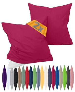 npluseins Renforcé-Kissenbezüge im Doppelpack - 100% Baumwolle - schlicht und edel 698.898, 50 x 50 cm, Bordeaux