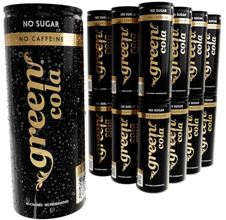 Green Cola - No Caffeine Sparkling Soft Drinks - Low Calorie, Sugar-Free, Caffeine-Free, Sweetened with Stevia, No Aspartame - Delicious and Healthy Alternative Fizzy Drink - Bulk Pack 24 Cans x 330ml