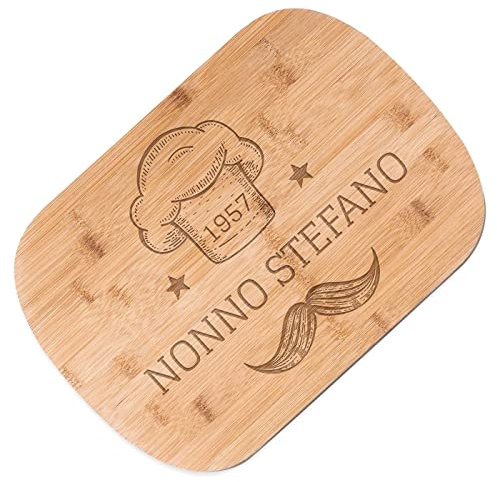 Maverton Tagliere in bambù - incisione personalizzata - dimensioni 35cm x 25cm - battilardo rettangolare - eco-friendly - pensiero speciale per l’ uomo - nonno