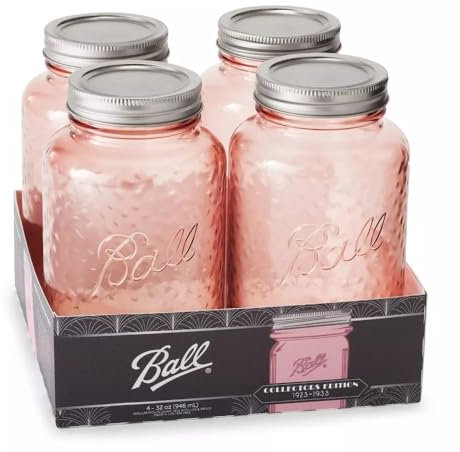 Ball Jar Rose Vintage Einmachgläser, normale Öffnung, 4 Stück