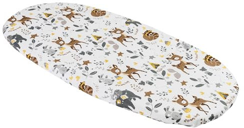 Medi Partners Baby Spannbettlaken Kinderwagen Laken 86x40 Bettlaken Stubenwagen - 100% Baumwolle Fitted Sheet für Beistellbett Babybett Bezug (Reh)