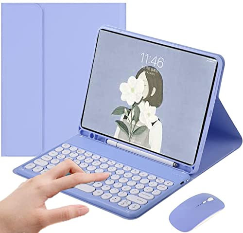 Keyboard Case for Samsung Galaxy Tab A8 10.5 inch 2022 with Mouse,Smart Soft Case with Bluetooth Keyboard for Galaxy Tab A8 Detachable Wireless Keyboard Tablet Cover with Pencil Holder (Purple)