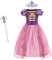 Gridamea Vestito Rapunzel Bambina-Costume da principessa viola con bacchetta magica e corona diadema per matrimonio/festa/cosplay