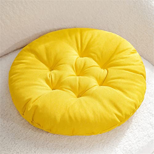 TROYSINC 2er Set Rund Sitzkissen Leinen Stuhlkissen Stuhl Sitzpolster Runder Auflage Sitzauflage Bodenkissen Gartenstuhl Bank Sitzpolster für Indoor und Outdoor (Gelb,40 cm)
