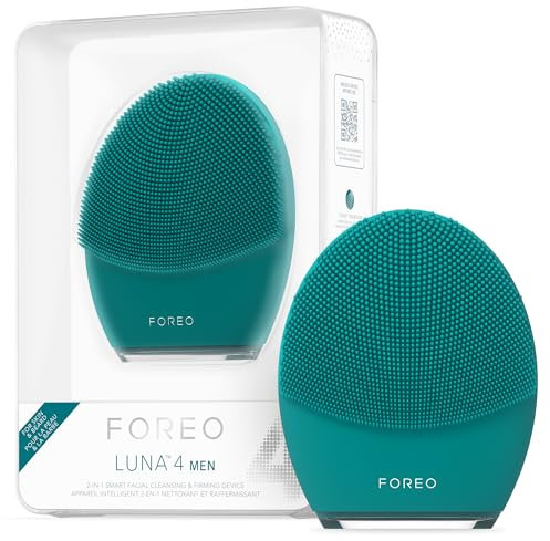 FOREO LUNA 4 MEN Gesichtsreinigungsbürste für Haut und Bart & straffende Massage - Anti Aging-Pflege - Verbessert Aufnahme von Gesichtspflegeprodukten - App-Verbindung - USB-aufladbar - Wasserdicht
