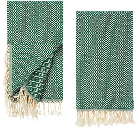 Tuiste Saunatuch Dunkel Grün 2er Pack, Saunakilt Damen und Herren, Strandtuch, Saunahandtuch, Picknickdecke, Hamamtuch%100 Baumwolle, Strandtücher, Strandhandtuch XXL, Badehandtuch 100x180