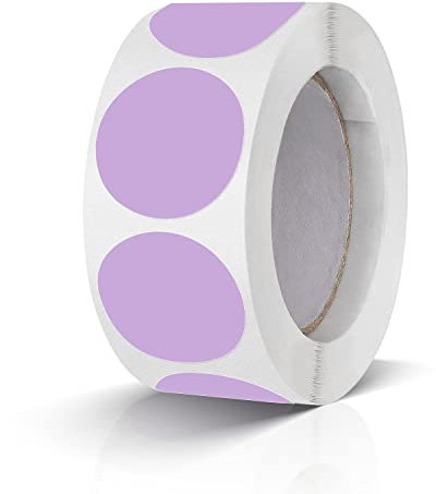 500 Stück Runde Aufkleber Stickers 25mm Farbkodierung Etiketten Rolle kleine Klebepunkte Pastell Lila