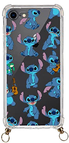 Case for iPhone 7-8 - SE - SE 2022 Official Lilo & Stitch Pattern Transparent Pendant to Protect Your Mobile. Choose the Type of Case You Like with Official Disney License