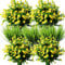 YXYQR 14pcs Artificial Flowers Outdoor UV Resistant Bulk Fake Plastic Plants Outside Indoor Hanging Baskets Faux Greenery Shrubs Arrangement for Pots Vase Porch Window Box Patio Decoration (Yellow)