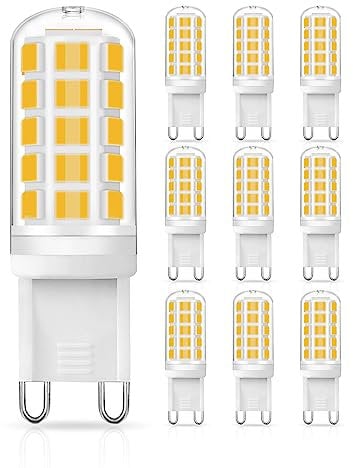 EvaStary G9 LED-Glühbirne, 40W Halogen-Glühbirnen Äquivalent G9 Glühbirne,energiesparende LED-Lampen, 3000K 220-240V für Kronleuchter, nicht flackernd, nicht dimmbar, 10er Pack