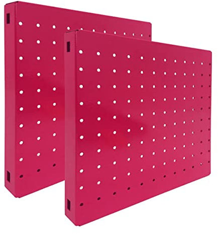 PROREGAL 2x Memoboard aus Stahl gelocht | HxBxT 30x30x3,5cm | Rosa | Lochblech Wandtafel Trägersystem Magnettafel Lochblech