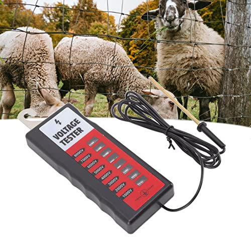 FOLOSAFENAR Electric Fence Tester, Portable 10KV LCD Screen Fences Volt Meter, High Accuracy 8pcs Light Copper Plated Probe, Electric Fence Voltage Tester for Farm