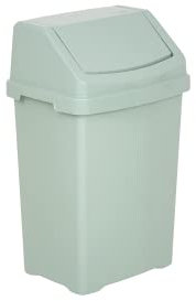 8L Litre Swing Bin Plastic Dustbin with Swing Top Lid Silver Sage Waste Storage Rubbish Bin Garbage Trash Can