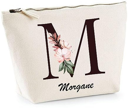 Trousse Morgane Lettre Fleur | Pochette Toilette Maquillage Idée Sac Cadeau