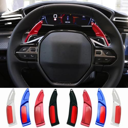 2 uds Coche Volantes Aluminio extensión Marchas Pomos de Palanca de Cambios, para Peugeot 208 308 508 Allure PSE 2008 3008 5008 SW GT Line R Hybrid Perilla de Cambio Extensible,A/Red
