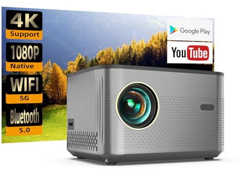 ANKOUJA Projecteur Video 4K Supporté, Vidéoprojecteur 5G WiFi Bluetooth, Full HD 1080P Natif Rétroprojecteur Home Cinéma pour Android iOS Windows USB HDMI Compatible Smartphone, PS5, Fire TV Stick