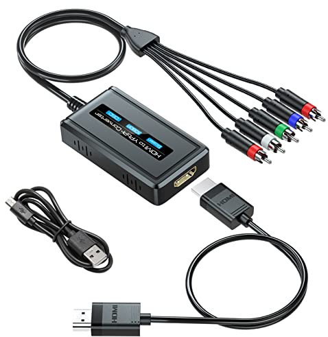 PARUIEN 1080P Convertidor HDMI a Component con Función Reducción y Ampliación, Convertidor HDMI a YPbPr para DVD/PS3/PS4/TV Stick para Mostrar en Eelevisores Tradicionales