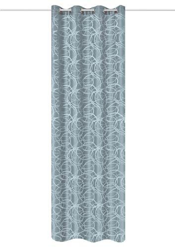 HOME WOHNIDEEN Ösenschal Lenny, Jacquardmuster Kreise, 245x140 cm, Blickdicht, Farbe:blau, Größe:245 x 140 cm, Anzahl:1x