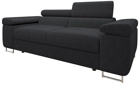 Mirjan24 Sofa Torezio Cord II mit Einstellbare Kopfstützen, Zweisitzer Polstersofa, Füße aus Metall Chrom, Sofagarnitur, Wohnlandschaft, Couchgarnitur (Poso 135)
