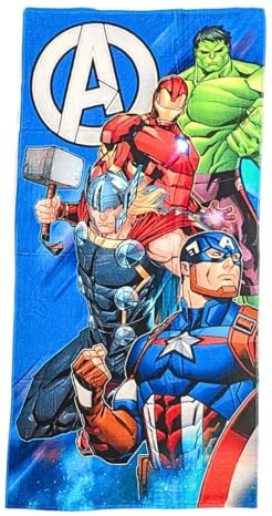 My sweety pop Strandtuch für Jungen – Badetuch – Kinder – 70 x 140 cm – 100 % Baumwolle – Urlaub – Geschenkidee – Avengers – Blau, carser01