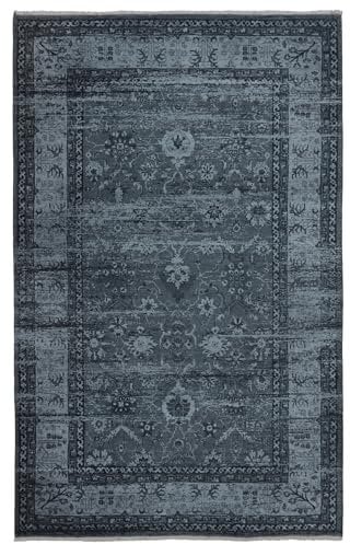 TESSO LIVING Moderner Vintage Boho Teppich - Holzkohle 230 x 320 cm - Maschinenwaschbar und rutschfest Kurzflor Teppich - bringt Wärme in Wohnzimmer und Schlafzimmer