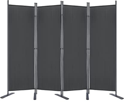 UISEBRT Paravent Raumteiler Klappbar Trennwand Freistehend Sichtschutz Stellwand 3 Teilig Wandschirm für Innen Outdoor Balkon, mit Kabelbinder und Bodenheringe (275x180cm, Dunkelgrau)